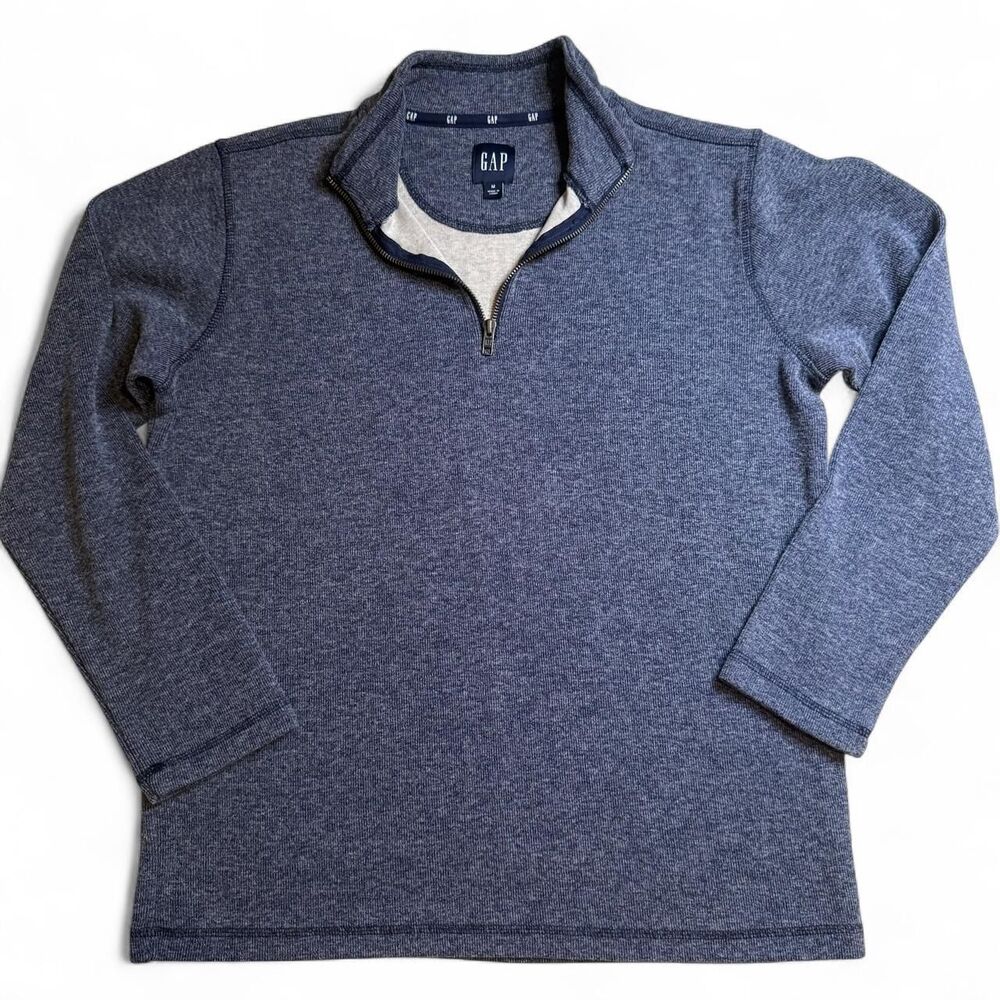 GAP Men's Medium Blue Quarter Zip Pullover Fleece Lined Sweater NWOT Casual